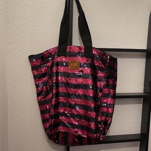 Victoria’s Secret pink oversized sequin tote bag